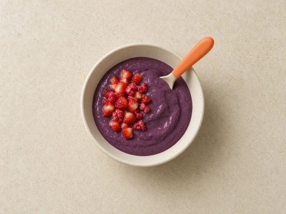 Acai for 12 months+: thick acai bowl with soft toppings