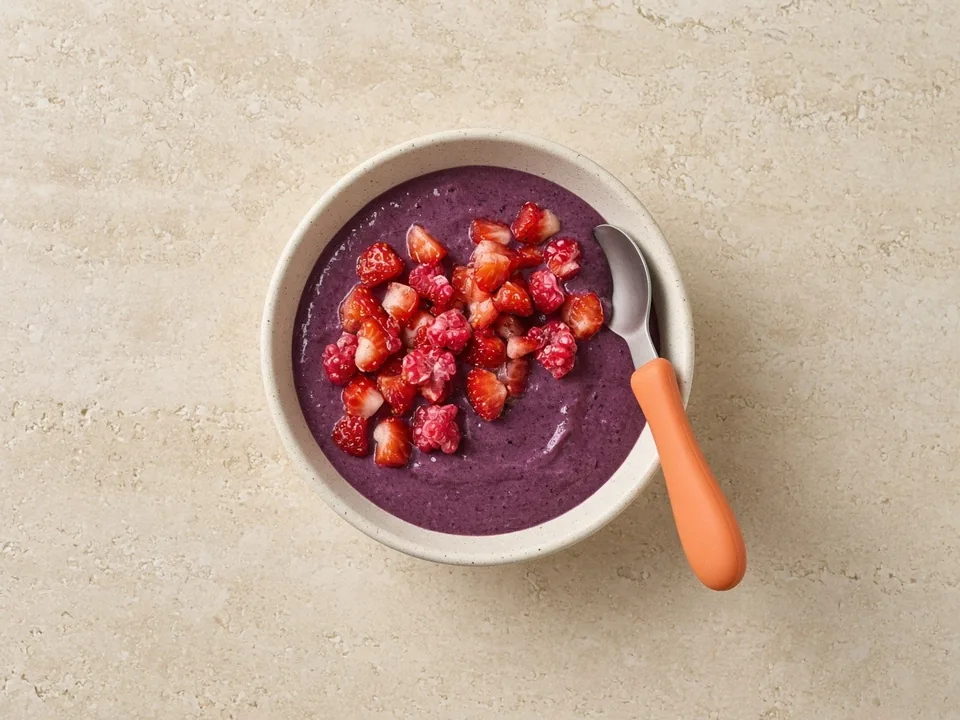 Acai for 18 months+: homemade acai bowl, soft toppings only