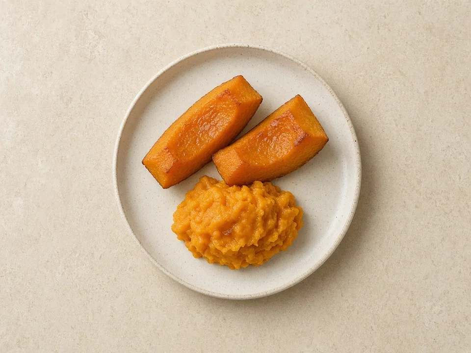 Acorn squash for 6 months+: soft roasted wedges, skin removed, or mashed squash