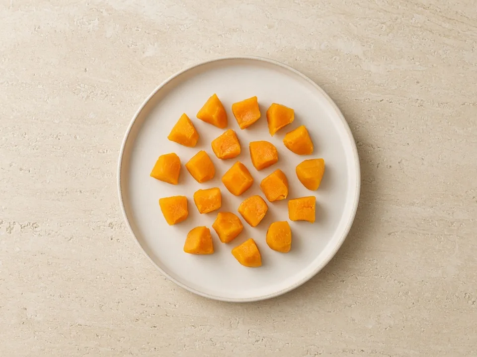 Acorn squash for 9 months+: small soft pieces or lumpy mash