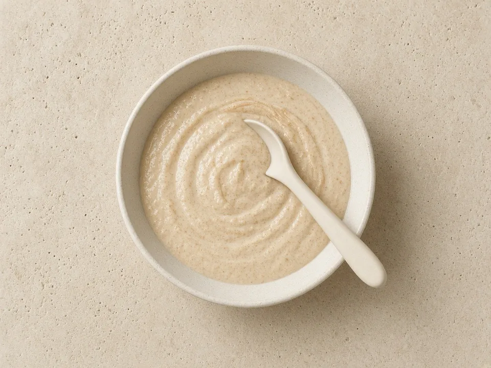 Almond butter for 9 months+: thinly spread or stirred in