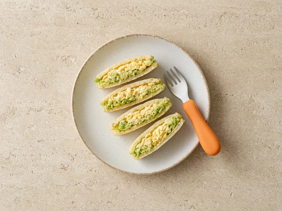 Arepas for 12 months+: filled arepa, cut up
