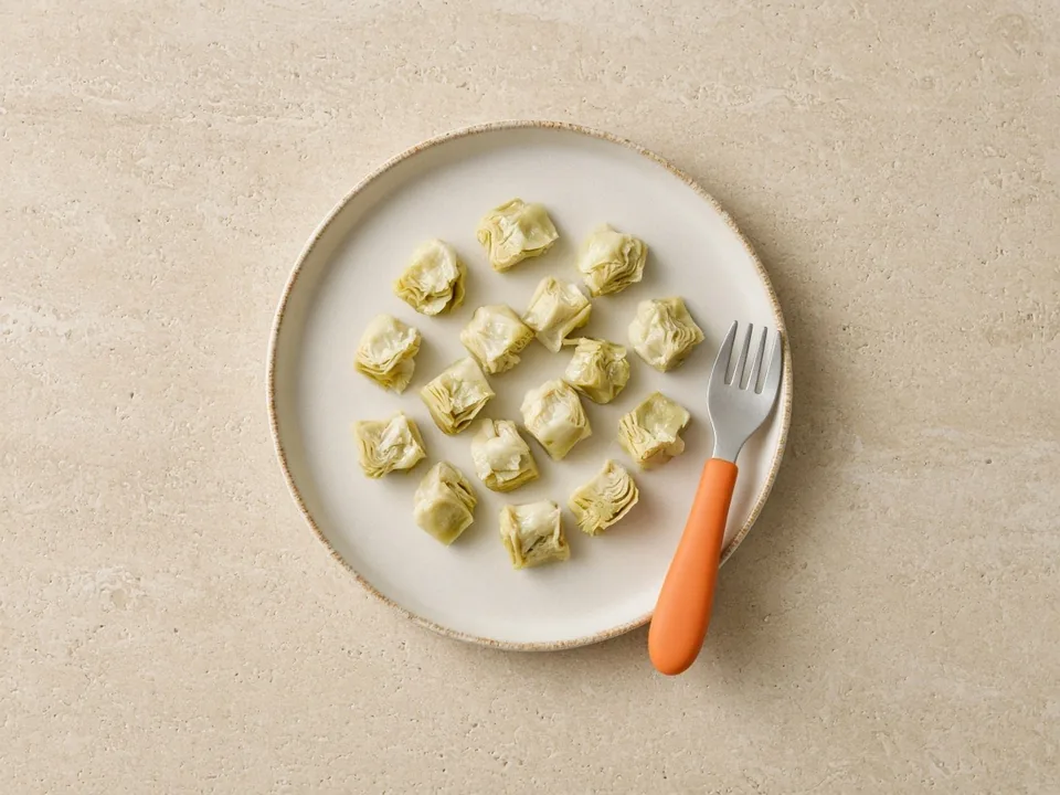Artichoke for 18 months+: heart pieces, plus flesh scraped from the leaves