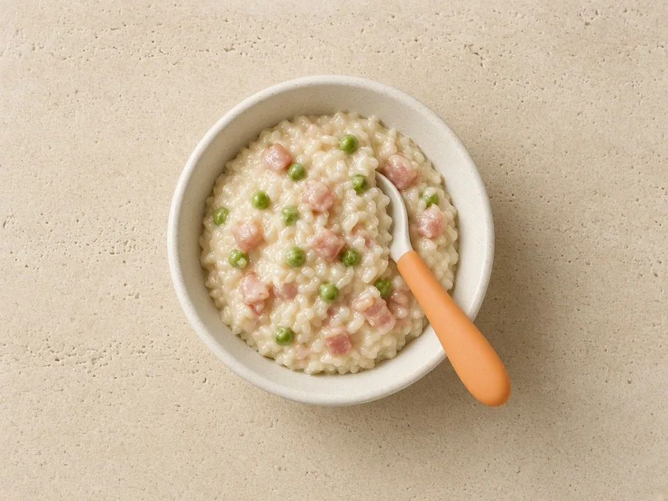 Bacon for 18 months+: a little, finely chopped, in dishes
