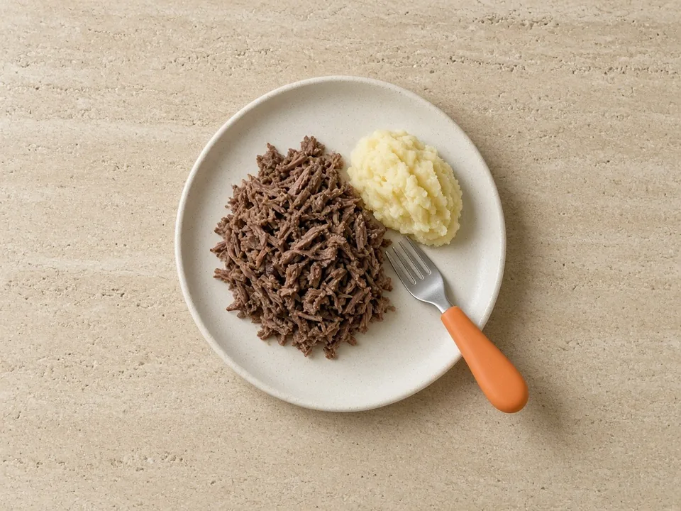 Beef for 12 months+: shredded or in family meals