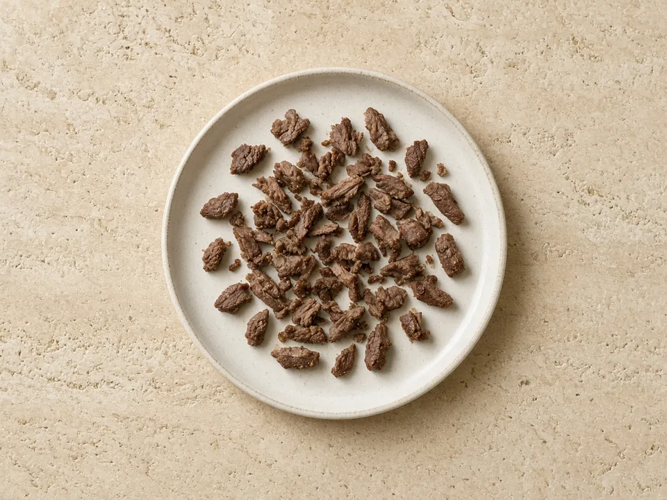 Beef for 9 months+: small soft shreds