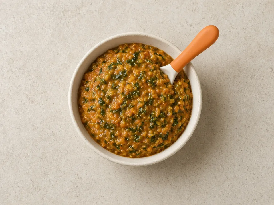 Beet greens for 12 months+: chopped cooked greens in family meals