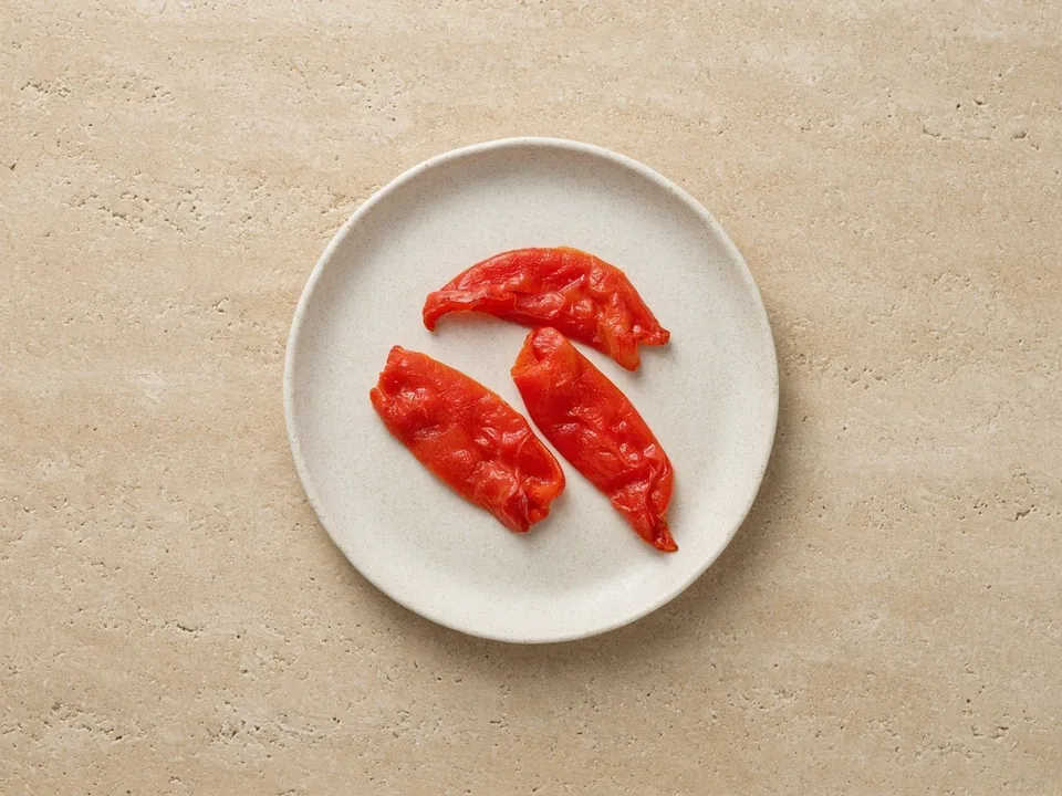 Bell pepper for 6 months+: soft roasted strips, skin removed