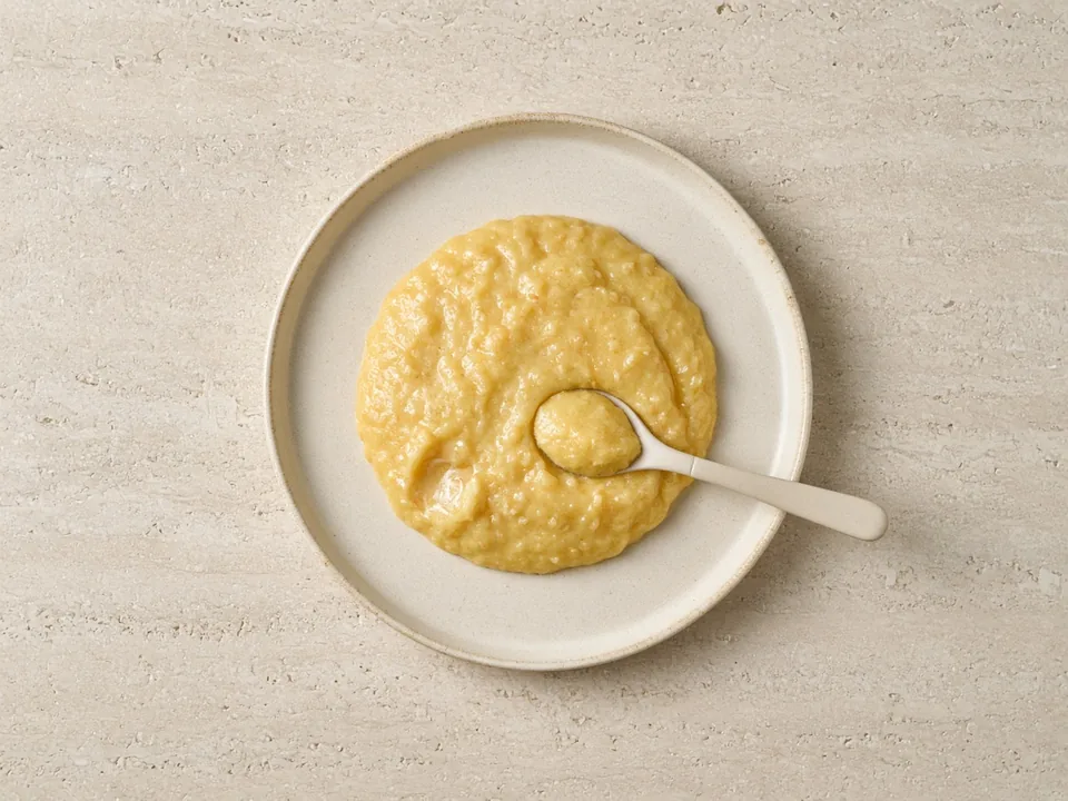 Biryani for 6 months+: mashed biryani on a spoon