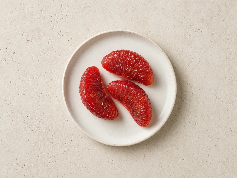 Blood orange for 6 months+: large segments, membrane and seeds removed