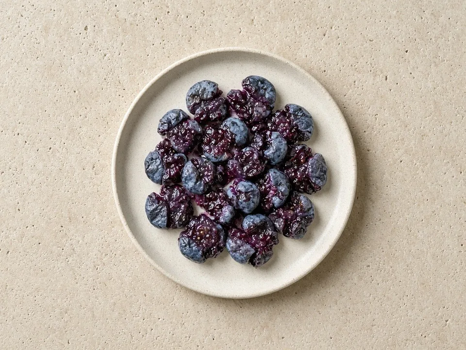 Blueberries for 9 months+: squashed flat or quartered