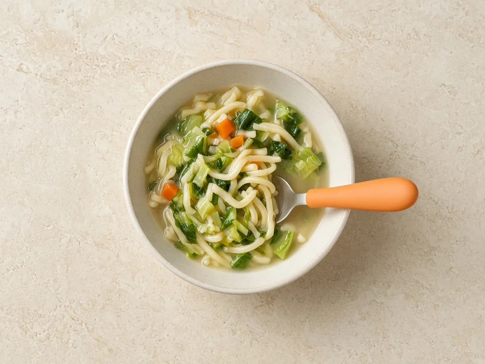 Bok choy for 12 months+: chopped cooked bok choy in family meals