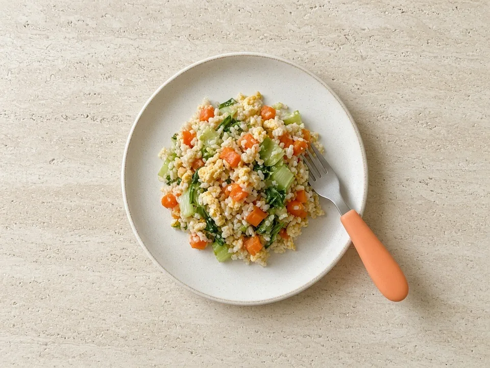 Bok choy for 18 months+: soft-cooked, chopped in dishes
