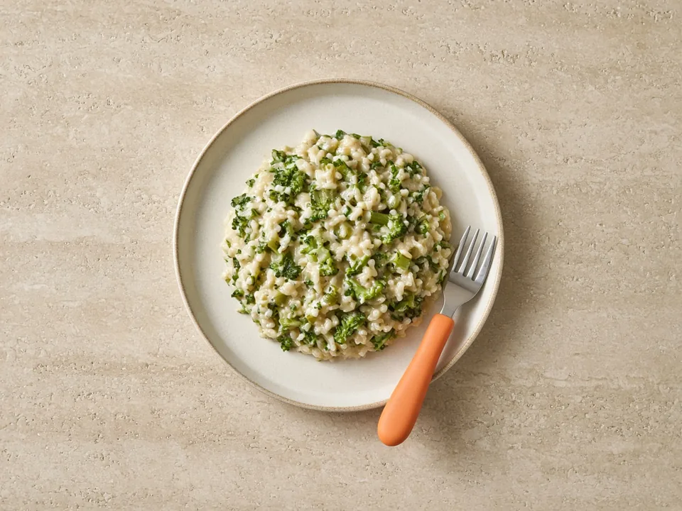Broccoli rabe for 18 months+: soft-cooked, chopped in dishes