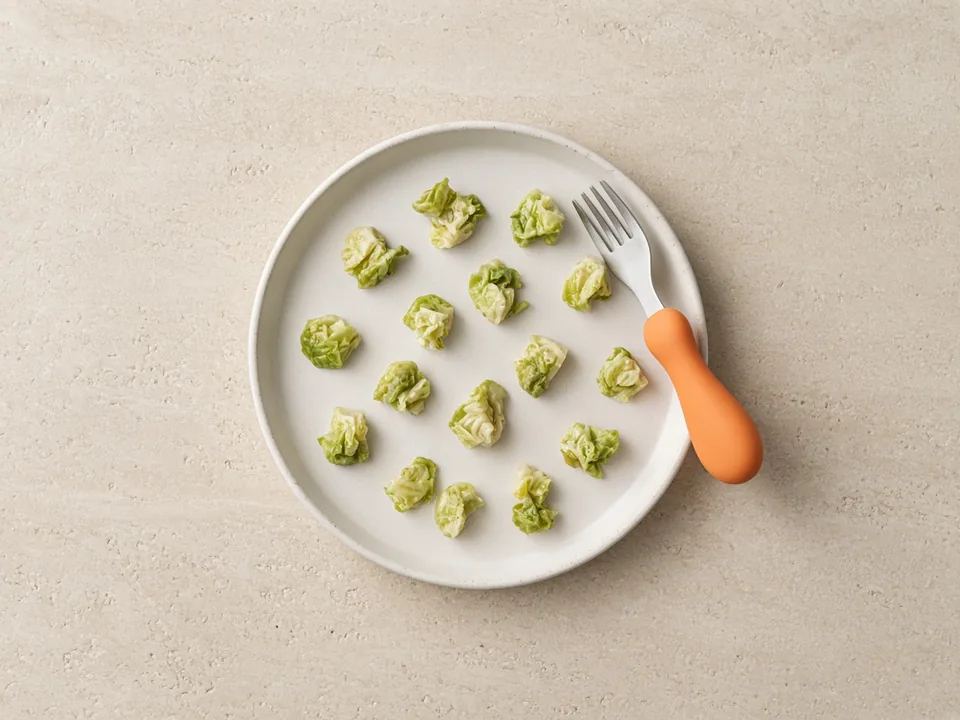 Brussels sprouts for 12 months+: quartered or chopped