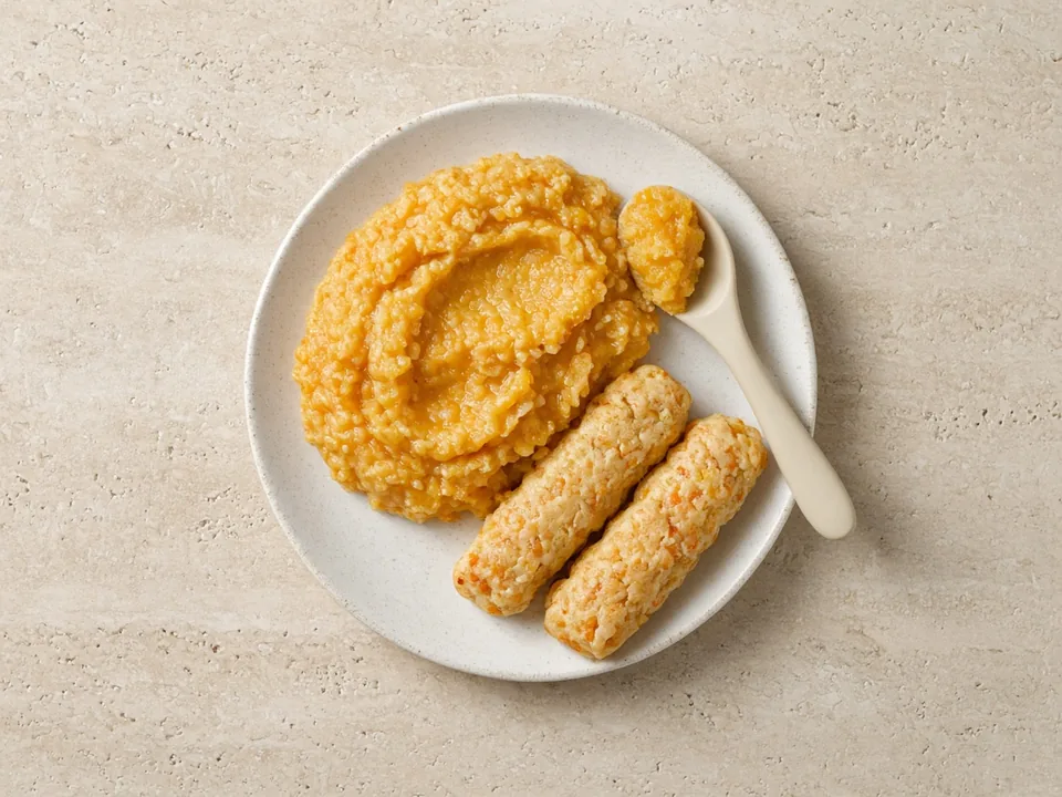 Bulgur for 6 months+: moist bulgur on a spoon, or soft patties