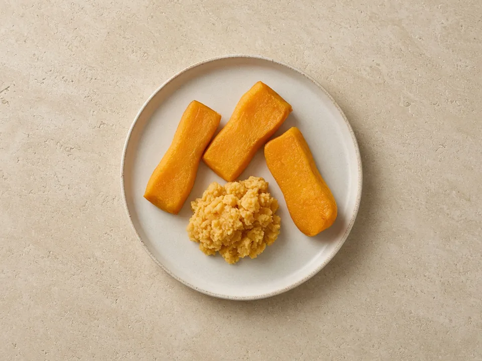 Butternut squash for 6 months+: soft roasted sticks or mashed squash