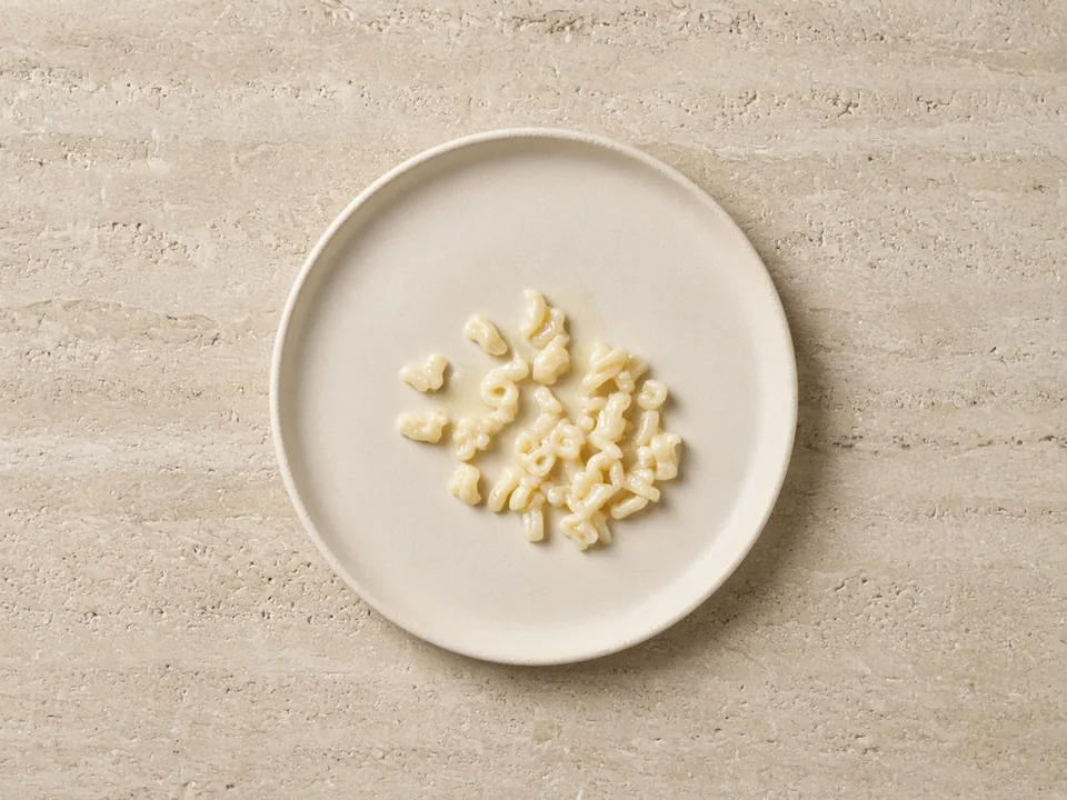 Camembert for 9 months+: small pieces in a cooked camembert sauce