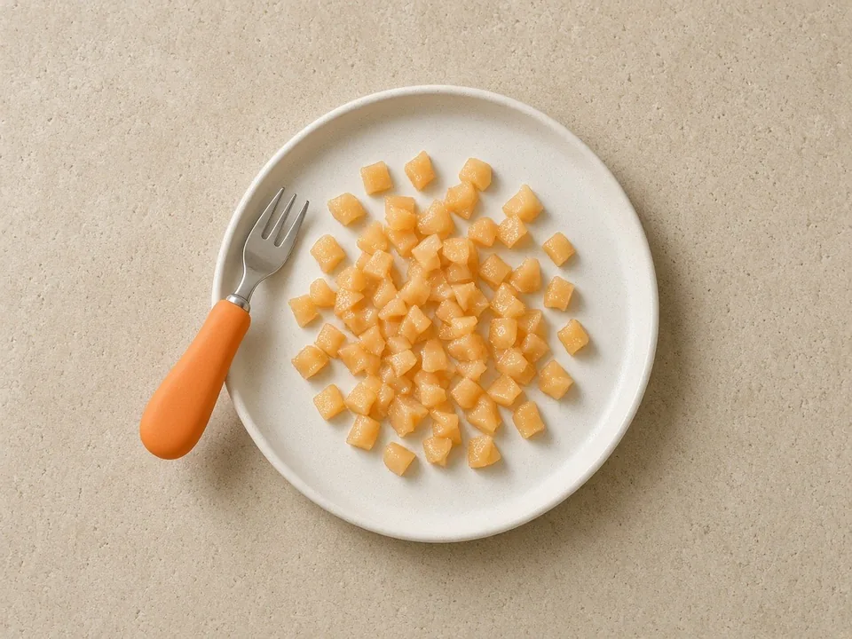 Canned peaches for 18 months+: bite-sized pieces or in dishes