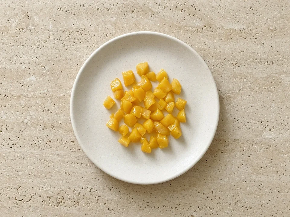 Canned peaches for 9 months+: small soft pieces