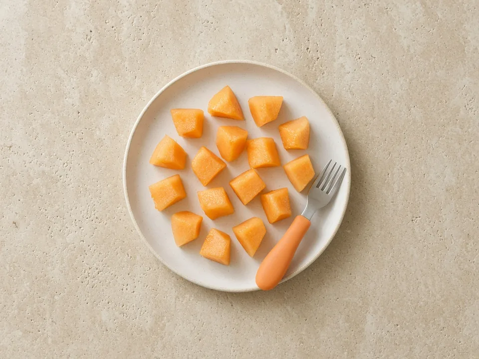 Cantaloupe for 12 months+: bite-sized pieces