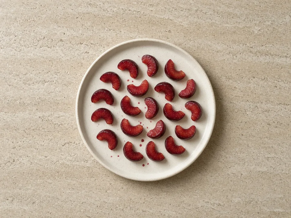 Cherries for 9 months+: pitted and quartered lengthwise