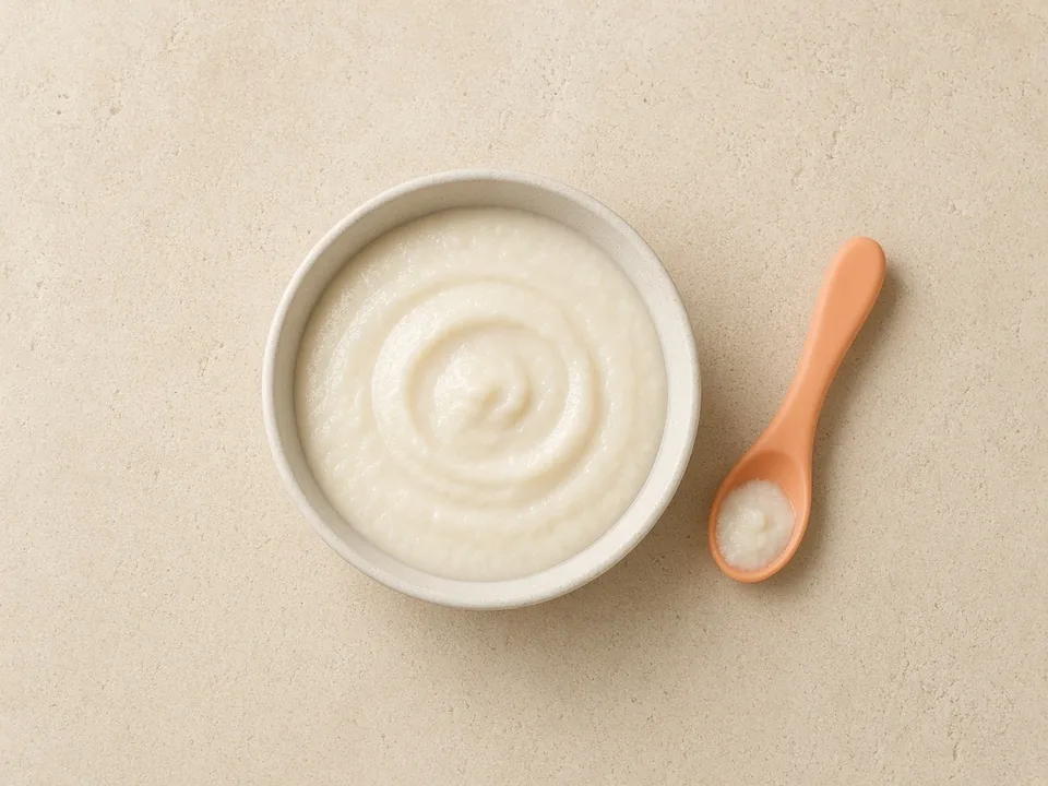 Congee for 6 months+: smooth congee on a spoon
