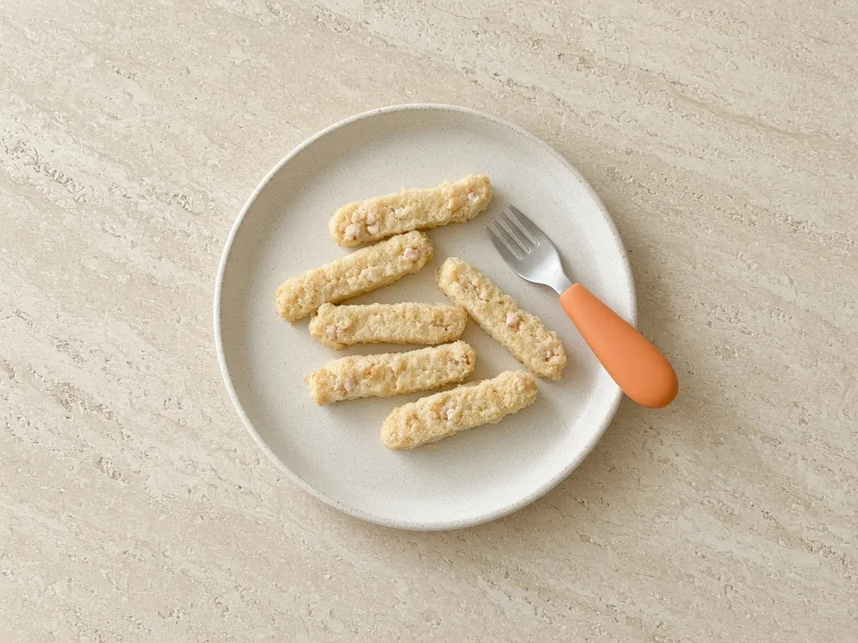 Crab cakes for 12 months+: crab cakes cut into pieces
