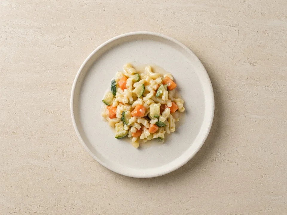 Cream for 9 months+: cream sauce on small pieces