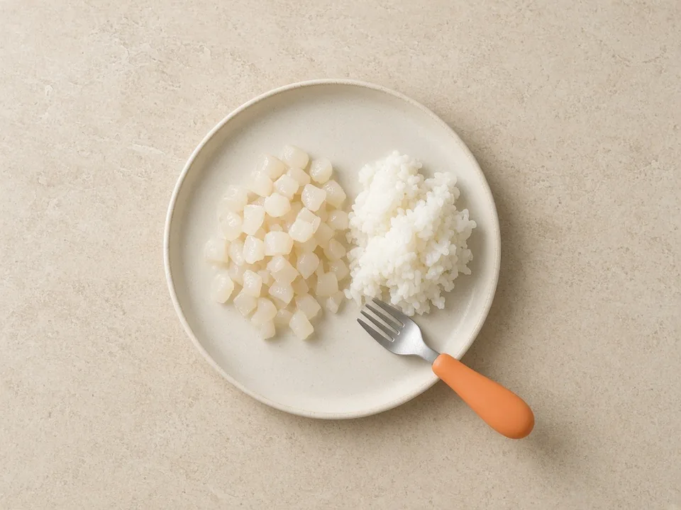 Daikon for 12 months+: soft-cooked pieces or in dishes