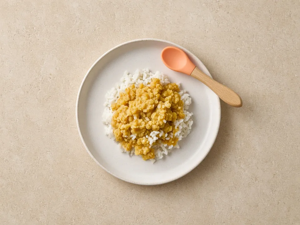 Dal for 9 months+: thicker dal with soft rice