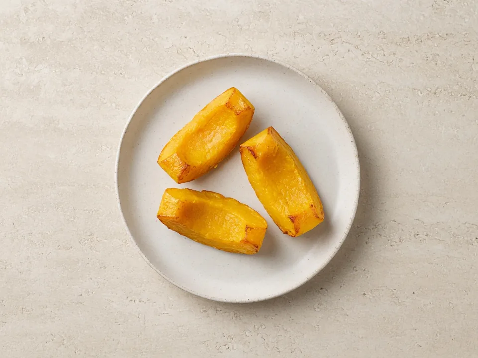 Delicata squash for 6 months+: soft roasted wedges, skin off, or mashed squash