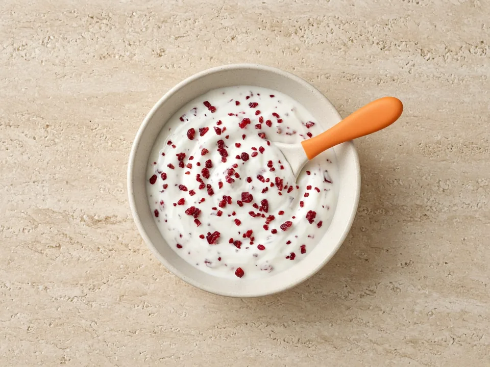 Dried cranberries for 12 months+: unsweetened, soaked and chopped, or baked in