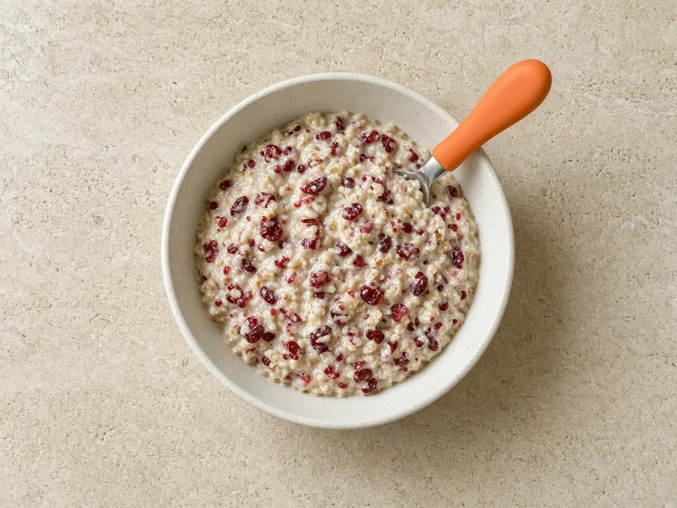 Dried cranberries for 18 months+: chopped, or cooked into family foods