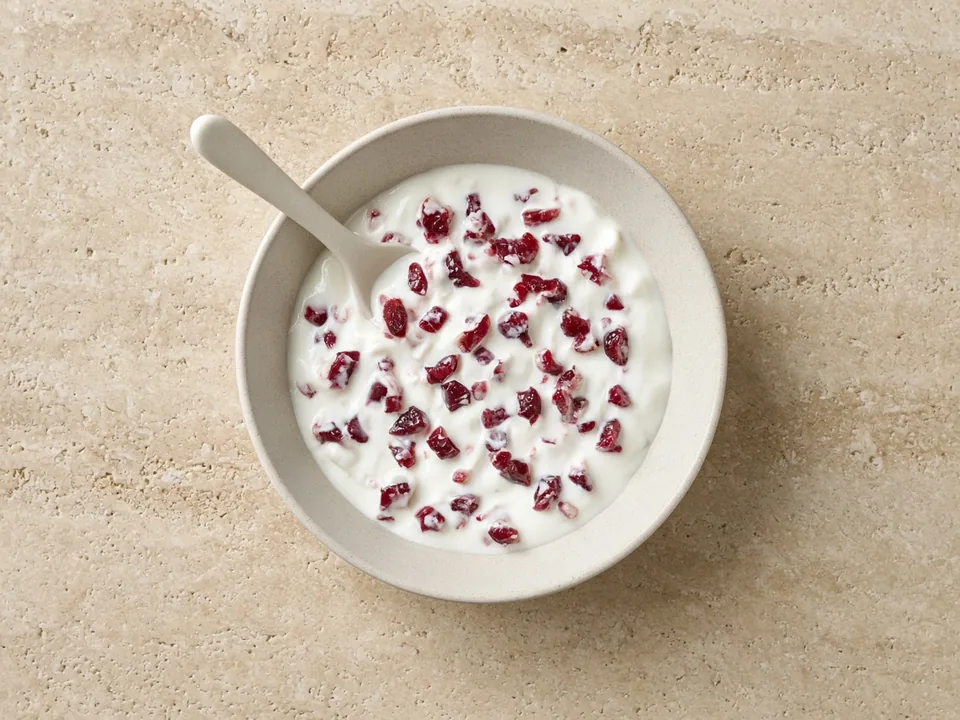 Dried cranberries for 9 months+: unsweetened, soaked and chopped
