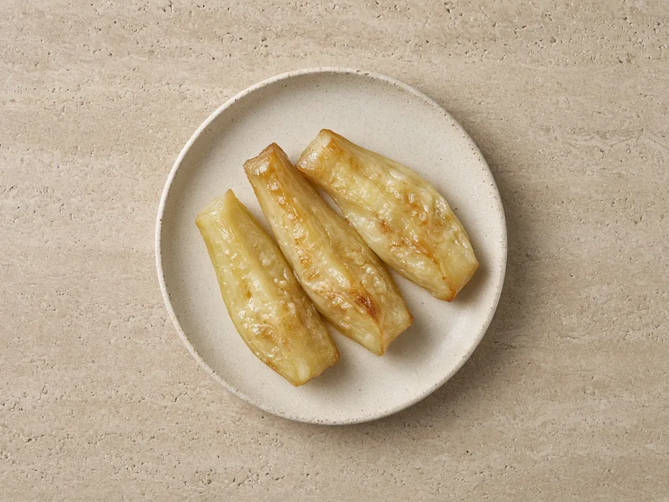 Eggplant for 6 months+: peeled roasted strips or mashed