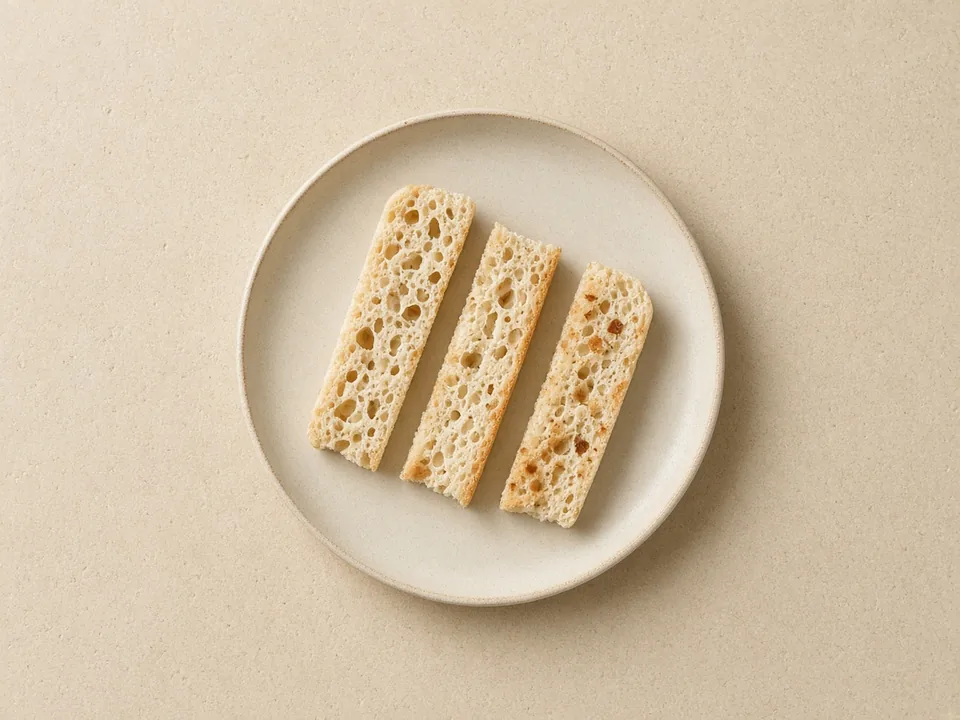 English muffin for 6 months+: lightly toasted strips