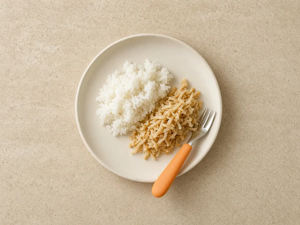Enoki for 18 months+: cooked and cut short in dishes