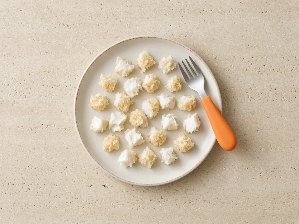 Fish sticks for 12 months+: fish sticks cut into pieces
