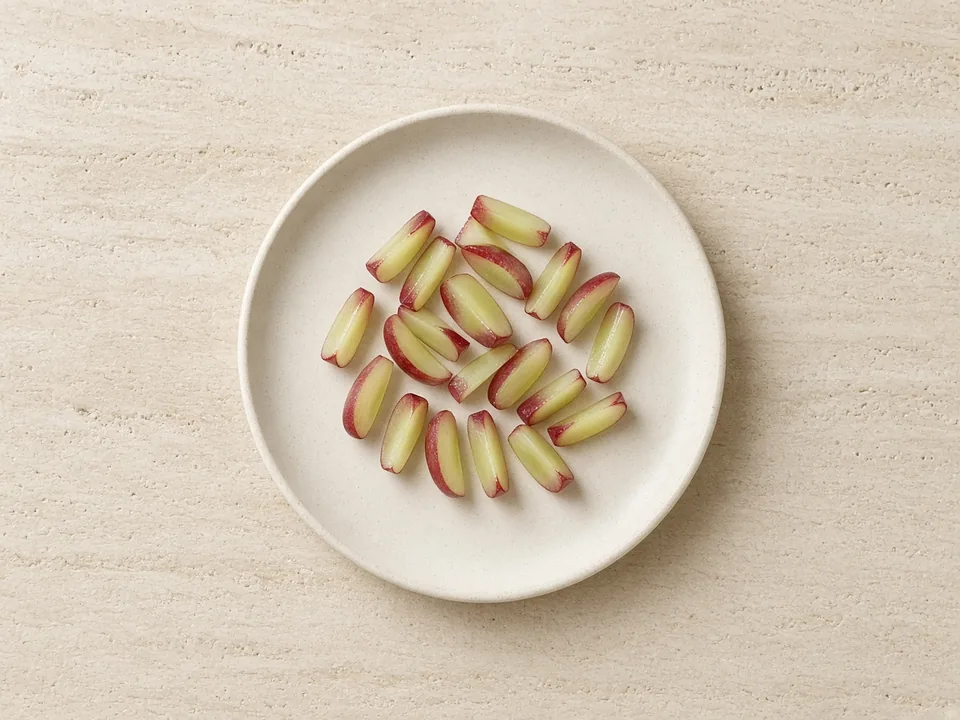 Grapes for 9 months+: quartered lengthwise