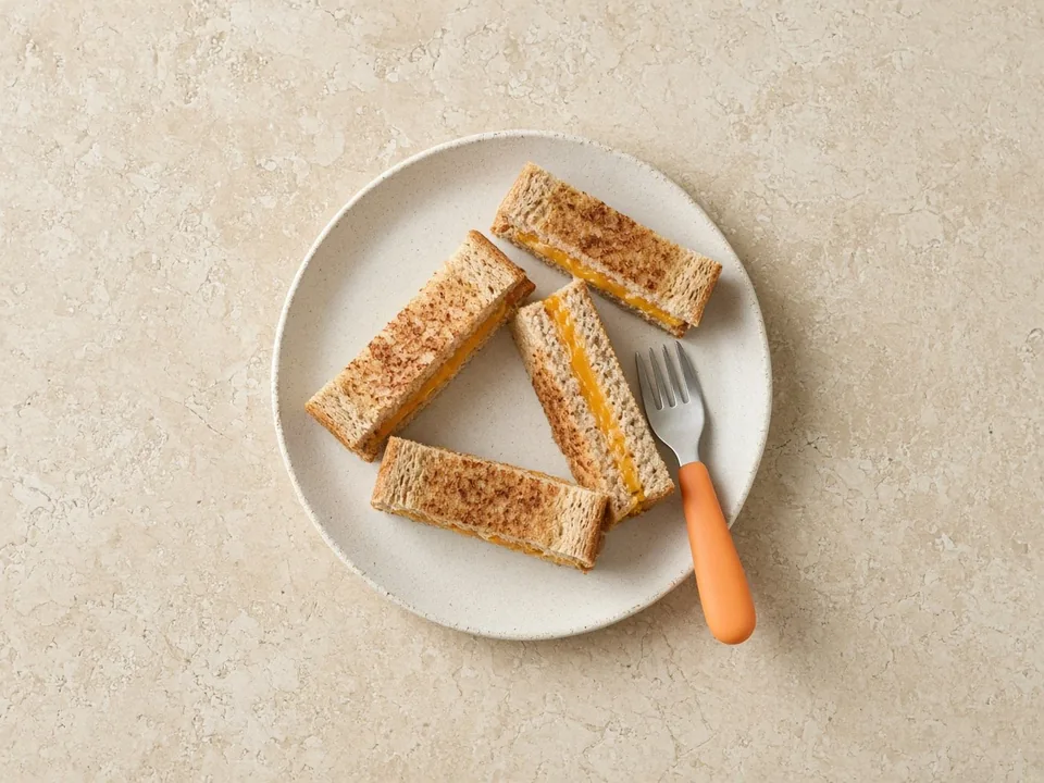 Grilled cheese for 18 months+: family grilled cheese, cut up