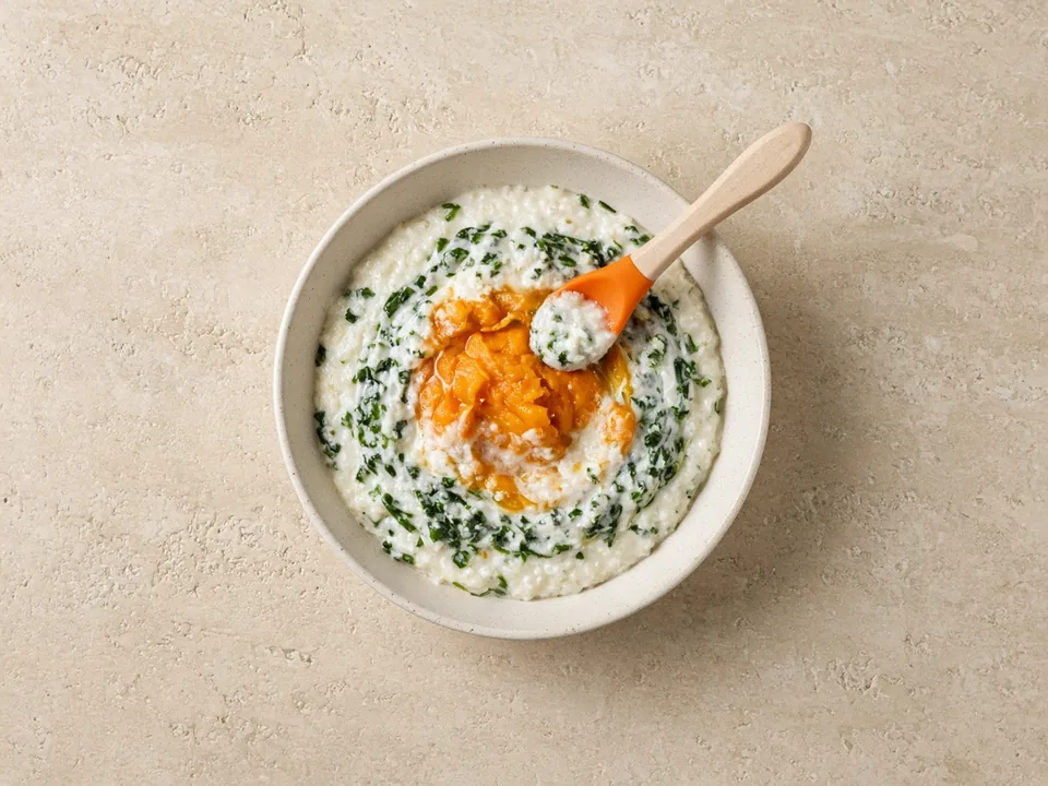 Grits for 9 months+: thicker grits with soft add-ins