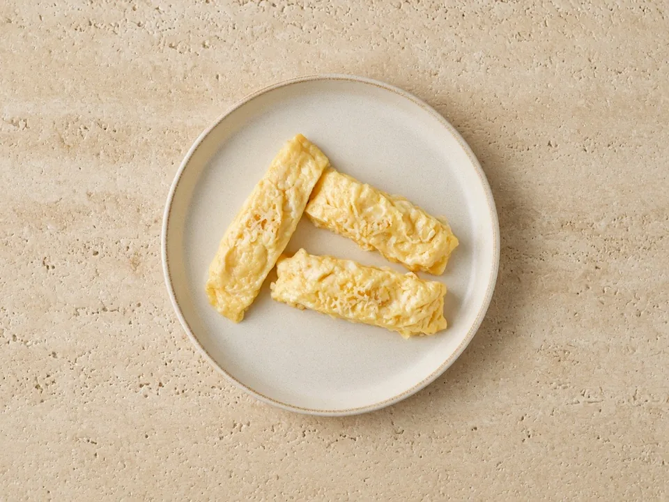Halloumi for 6 months+: finely grated and cooked into food