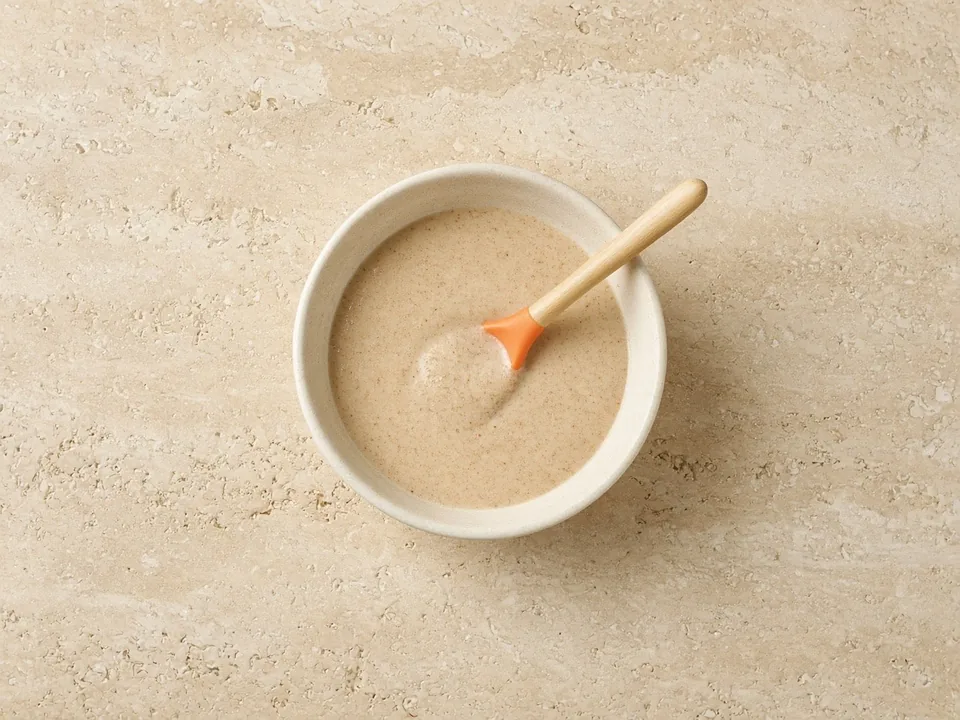 Hazelnuts for 6 months+: finely ground hazelnuts or thinned hazelnut butter