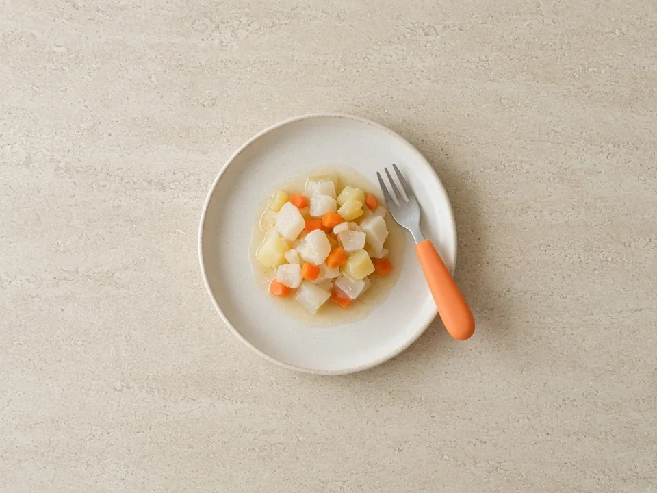Jicama for 12 months+: soft-cooked pieces or in dishes