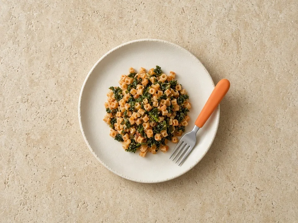 Kale for 12 months+: chopped cooked kale in family meals