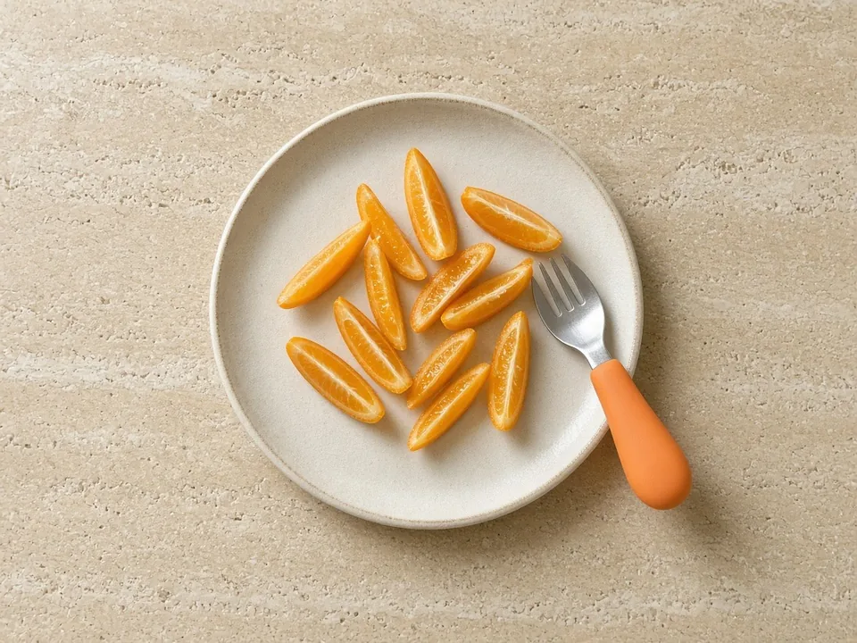 Kumquat for 2 years+: quartered lengthwise, seeds removed