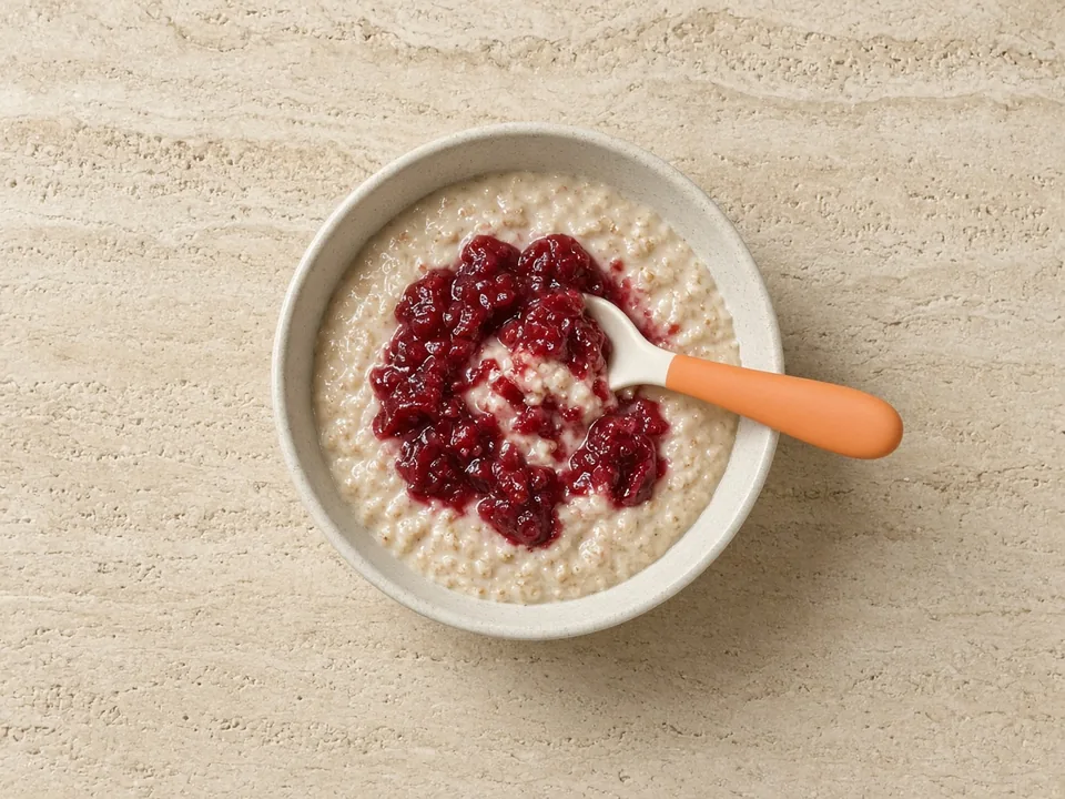 Lingonberries for 9 months+: cooked and mashed, lumpier