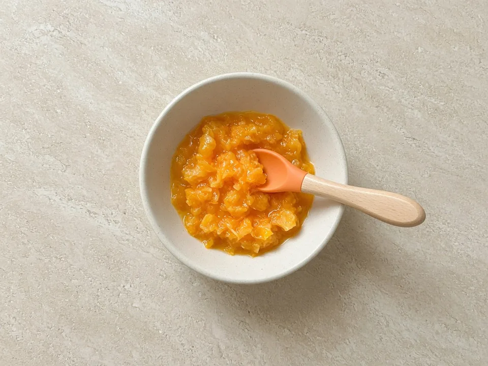 Mandarin for 6 months+: membrane-free flesh, squashed flat or mashed