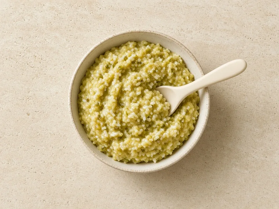 Mung beans for 9 months+: soft beans, each one squashed